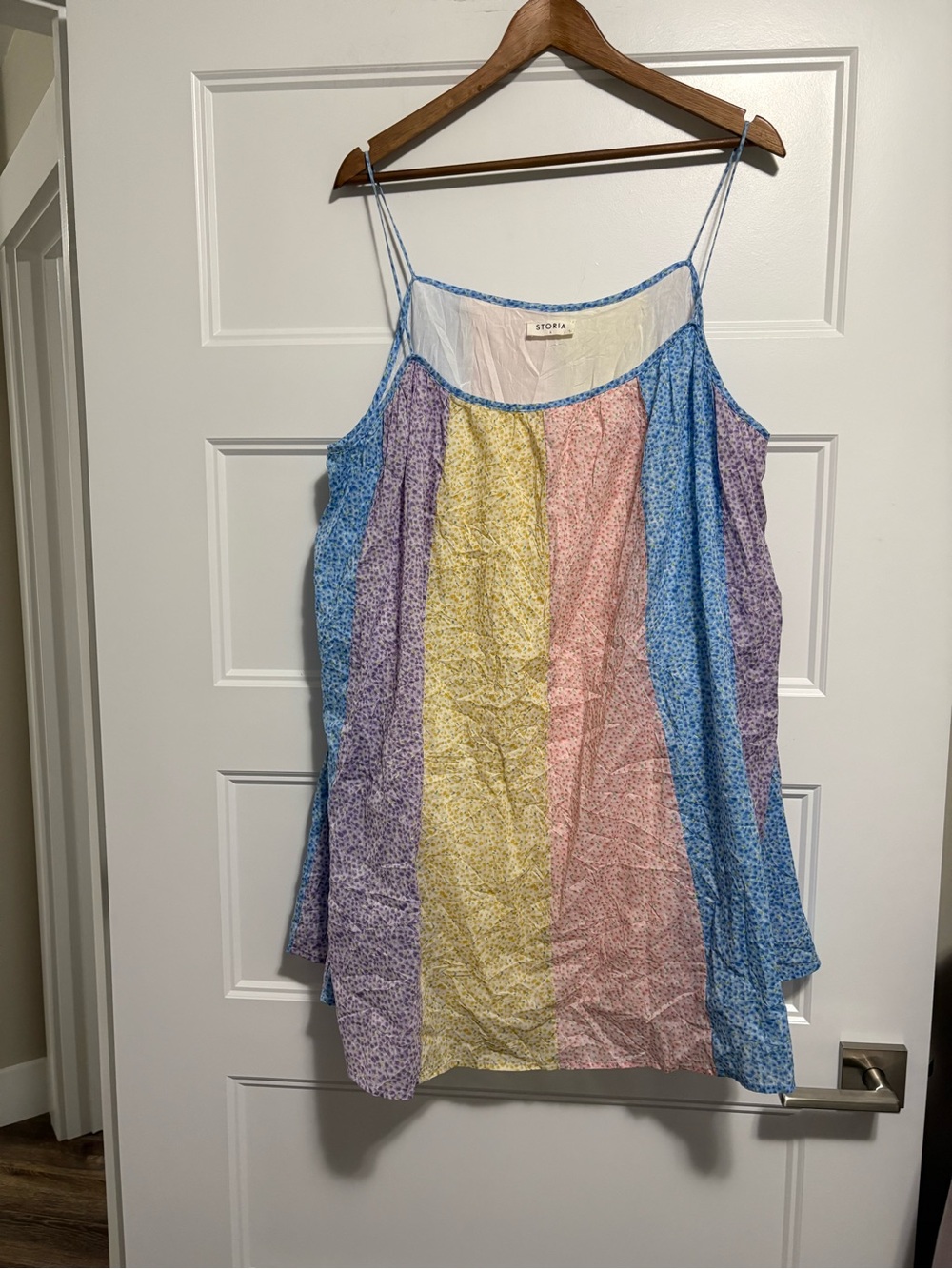 Storia Pastel Panel Floral Maxi Dress in Blue, Purple, Yellow, Pink Sz Large